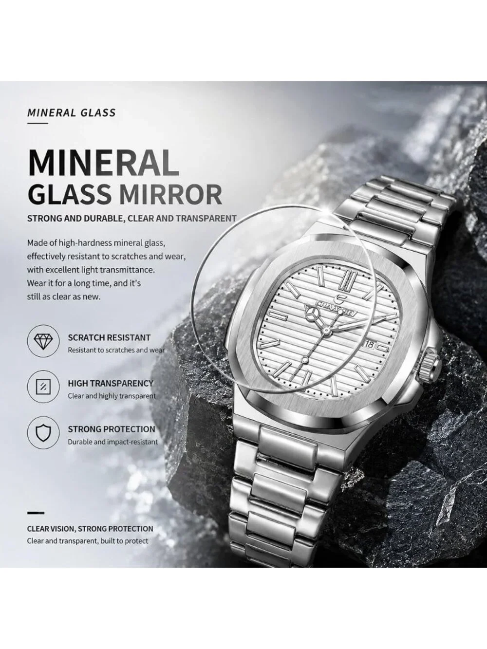 Men's Silver Alloy Material Waterproof Quartz Sports Sports Wrist Watches